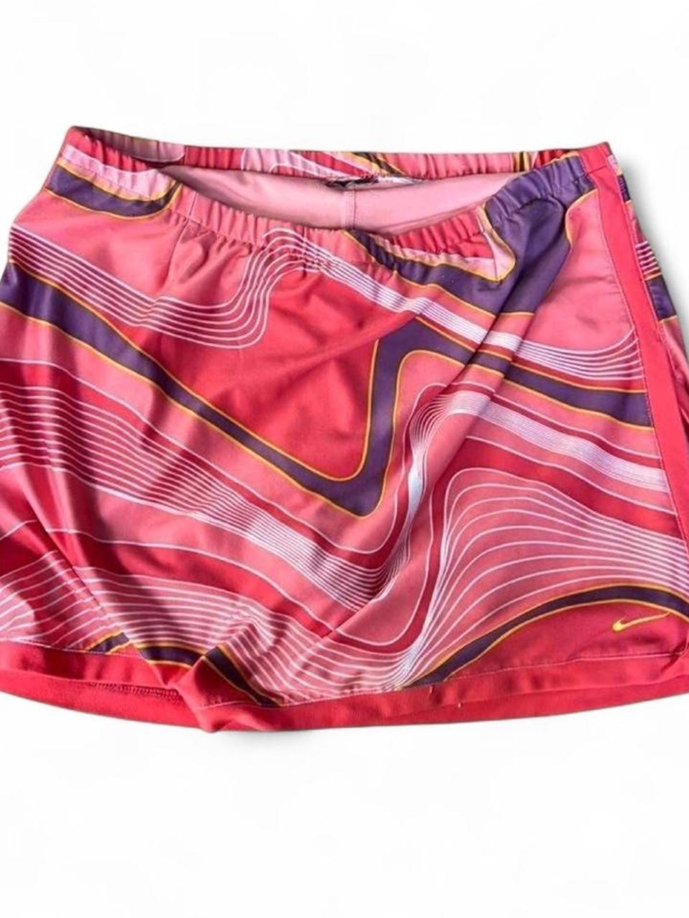 Nike Women's Pink & Purple Patterned Skort with Gold Accents